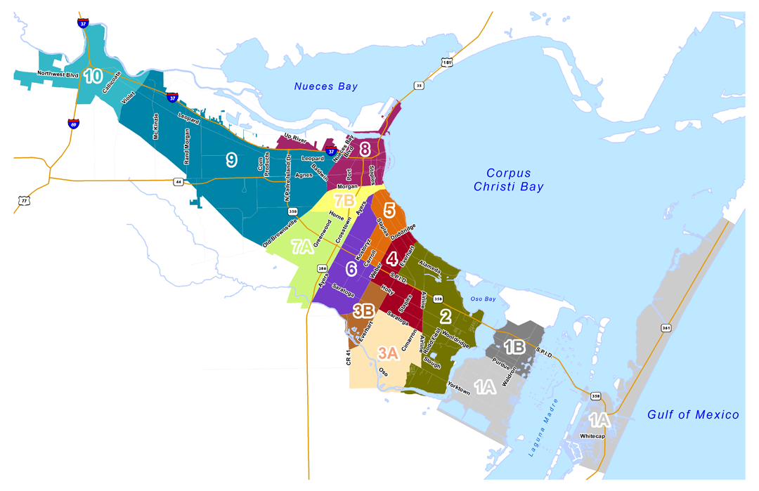 Corpus Christi Zip Code Map Color 2018 Gambaran